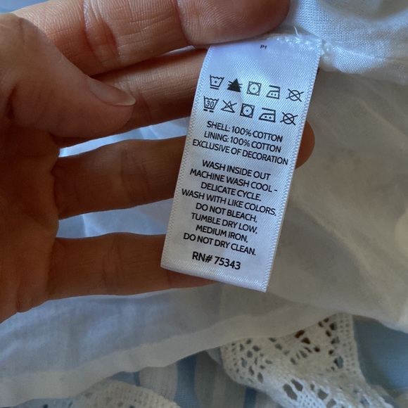 Tommy Bahama NWT Cotton Stripped Lace Embroidered Top And Bottom Set - Picture 6 of 6